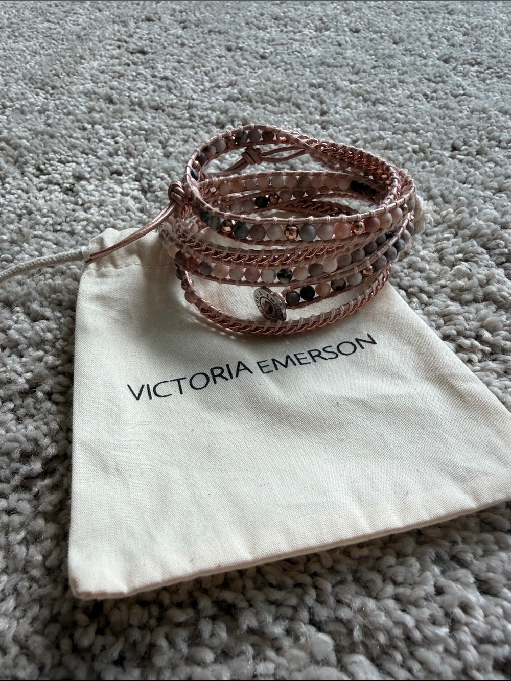 ✨Victoria Emerson Rose Gold Beaded Wrap Bracelet